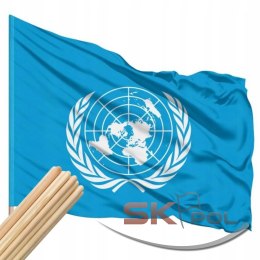 Flaga ONZ Organizacja Narodów Zjednoczonych 112x70cm + Drzewiec Komplet